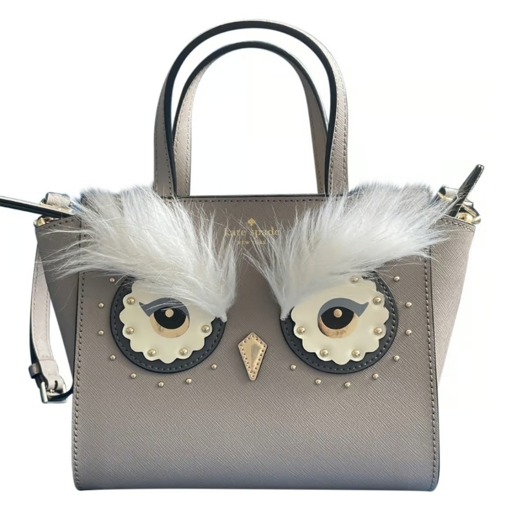 kate spade Gray Owl Appliqué Crossbody Bag
